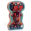 Robot-themed food wrap mixer illustration, playful and colorful design, perfect for creative kitchen accessories, featuring a robot holding a mug with utensils, ideal for wrapping and food storage.
