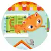Orange tabby kitten with large eyes peeking through a colorful striped backyard fence with a small gray mouse nearby, illustrated in a playful cartoon style, for The Wraperie website.