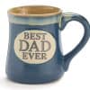 Best dad ever ceramic mug with a blue exterior and beige interior, perfect for Father’s Day gifts.