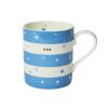 Colorful "dad" mug with blue and white star pattern, perfect for Father’s Day or gifting to dads, featuring a comfortable handle and vibrant design.