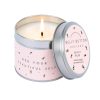 Soft pink soy wax candle with bee and confetti design, inspiring message "Bee Your Beautiful Self," handcrafted in the UK by The Wraperie. Ideal for self-love and relaxation.