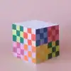 Colorful checkered wrap box with pastel background, perfect for stylish food packaging, catering to gourmet and artisanal food brands. Eye-catching design for wraps and food products.