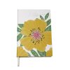 Bright yellow floral notebook with green leaves, ideal for journaling and note-taking at The Wraperie. Perfect for adding a pop of color to your stationery collection.