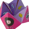 Vinyl record-themed paper foldable with vibrant colors and numbers, perfect for educational or decorative use at The Wraperie, a custom gift wrap and paper product shop.