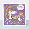 Colorful unicorn birthday greeting card with rainbow, glitter accents, and whimsical design from The Wraperie. Perfect for celebrating birthdays with a fun and magical touch.