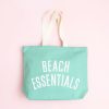 Bright teal tote bag with 