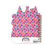 Colorful floral patterned notebook cover with a pink background and decorative flowers, perfect for children or crafting projects.
