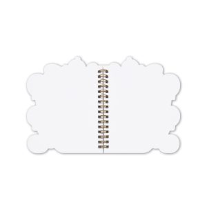 Colorful paper craft notebook with scalloped edges and spiral binding for creative writing or doodling. Perfect for children and teens for school projects or personal journaling.