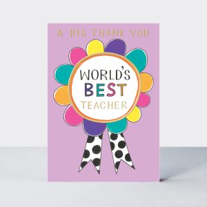 World's best teacher rosette card