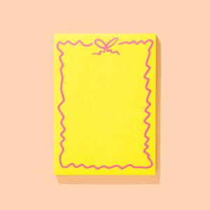 Bows notepad yellow with pink 5 x 7