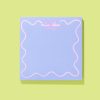 Neon pink "don't forget" message on pastel blue note card with pink border, modern stationery, and reminder theme.