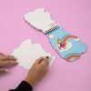 Colorful unicorn and rainbow-themed interactive doodle pad with writable pages, creative drawing, and coloring for children and kids' art activities.