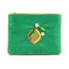 Deluxe green beaded clutch bag featuring floral leaf embellishments, perfect for special occasions and events.