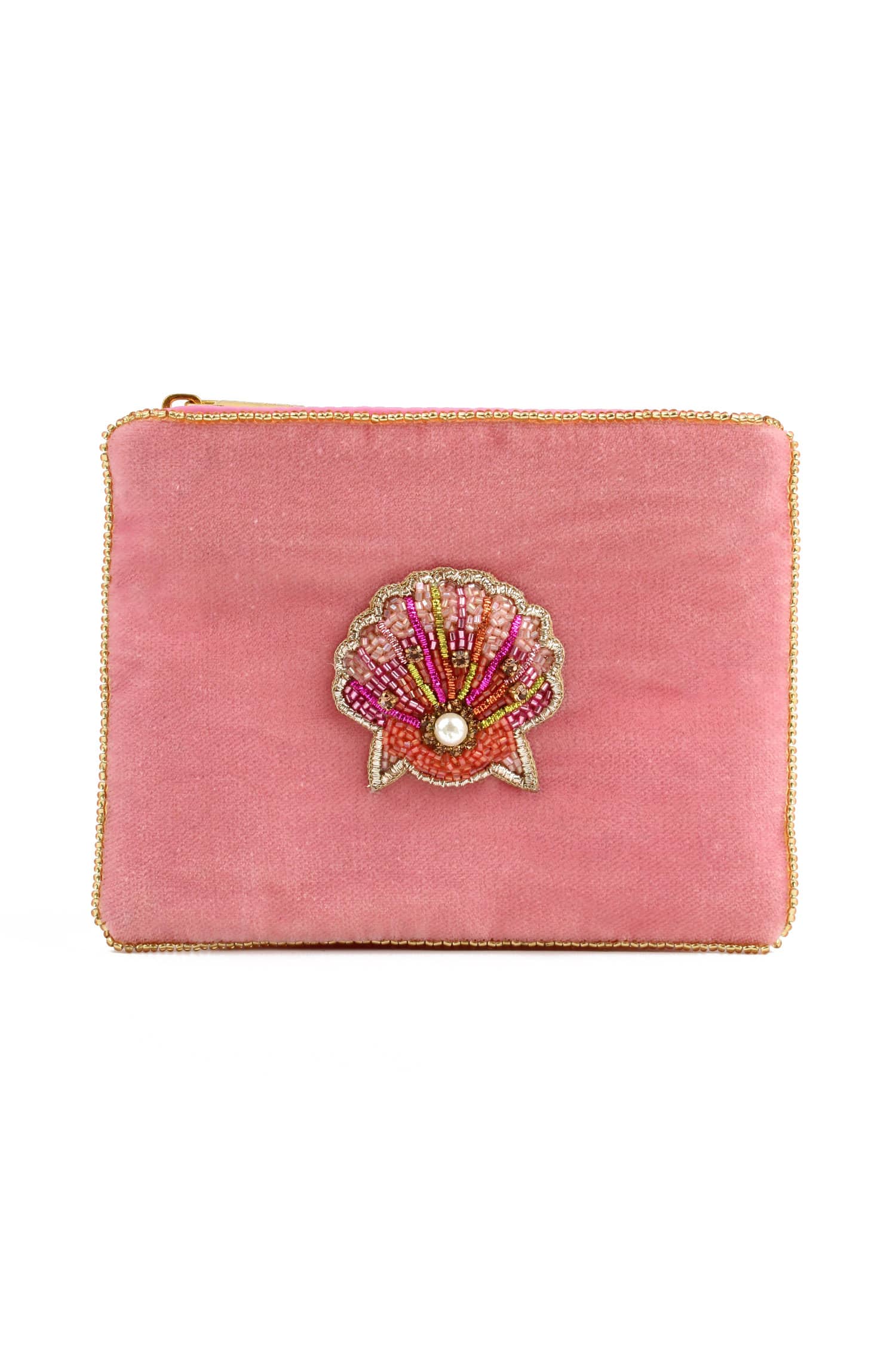 Pink Mini Pouch Pink shell beaded small pouch – The Wraperie