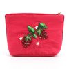 Colorful beaded strawberry bag with embroidered green leaves and white floral accents, perfect for stylish accessories and casual outings.