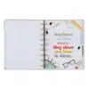 A stylish planner or journal with motivational quote about teachers and shining, decorated with colorful stationery elements and the phrase