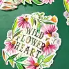 Flower-themed sticker with 
