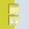 Bright yellow sticky notes on pastel yellow and blue background, featuring motivational messages and branding for Knick Knack LLC. Perfect for office or home organization.