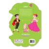 Vibrant cartoon illustration of Spanish-style fashion dolls, including matador costumes and flamenco dresses, with a piglet, promoting cultural education and imaginative play for children.