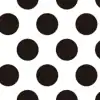 Black polka dot pattern on a white background for The Wraperie branding and product design.