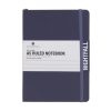A5 ruled notebook with navy soft cover, inner back pocket, and elastic closure from The Wraperie.