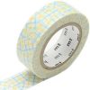 Washi tape with blue and yellow grid pattern, perfect for decorating or crafts.