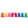 Colorful unicorn-shaped candles in rainbow order for decorative or gift purposes.