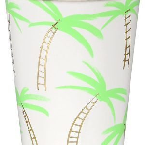 Ladder and palm leaf pattern paper cup for tropical-themed events and parties.