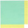 Colorful paper napkin with teal and yellow accents, ideal for wrapping sandwiches and snacks at The Wraperie. Perfect for stylish, eco-friendly food presentation and serving.