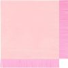 Pink disposable lunch napkin with fringed edges, ideal for parties and events at The Wraperie. Perfect for serving snacks and desserts in a stylish, convenient way.