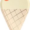 Cherry ice cream cone with a stylized, minimalist design, featuring a cherry and leaf on top, soft pastel colors, and a waffle pattern; ideal for showcasing desserts from The Wraperie.