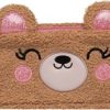 Cute bear-shaped fuzzy clutch bag with pink accents and a zipper closure, perfect for kids and casual outings.