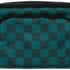Blue and black checkered zippered pouch for daily use or travel convenience.