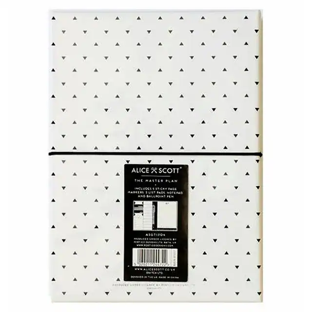 Alice & Scott The Master Plan gift box with stationery set, striped pages, notepad, and balloon pen, perfect for organizing and gifting.