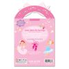 Colorful pink ballet-themed packaging for The Wraperie's cute stick-on earrings, featuring ballerinas and star motifs.