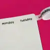 Printable weekly planner tape for organizing your week, featuring days Monday through Wednesday. Perfect for planners, journaling, and staying on top of schedules.