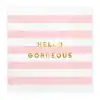 Delicate pink and white striped napkin with gold foil 