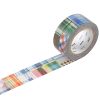 Colorful plaid patterned washi tape roll with various vibrant designs for craft and decorative use.