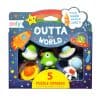Colorful space-themed puzzle erasers featuring aliens, rockets, and planets, perfect for kids. Brightly colored and fun, these erasers are ideal for school use and creative play.