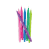 Brightly colored gel pens in pink, purple, blue, green, and yellow with 