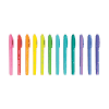 Bright colorful gel pens in a rainbow spectrum, perfect for creative writing and art projects, displayed on a black background.