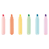 Bright colored highlighters in pastel shades arranged in a row, ideal for creative and office purposes, highlight text with vibrant, eye-catching colors.