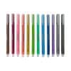 Colorful gel pens in various shades arranged in a row.