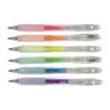 Vibrant pastel retractable pens with clear barrels and matching colored grips, perfect for school, office, and gift use, available at The Wraperie.