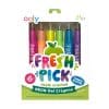 Brightly colored neon gel highlighters in apple scent, designed for kids 6+ with smooth gliding ink, perfect for school and creative projects, featuring vibrant colors and non-toxic formula.