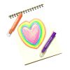 Vibrant rainbow heart drawing on white paper using colorful marker pens from The Wraperie. Perfect for expressive, creative art projects and fun coloring activities for kids and adults alike.