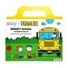 Coloring travel kit featuring Peanuts characters and school bus theme, perfect for kids, includes crayons and coloring pages for fun school-related activities.
