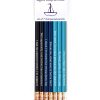 Bright set of seven sharpened pencils with humorous, nautical-themed quotes on a white background, perfect for stationery lovers and gift shops.