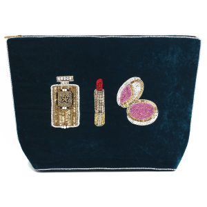 Makeup large beaded pouch