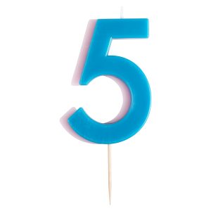 Blue and lilac number 5 candle